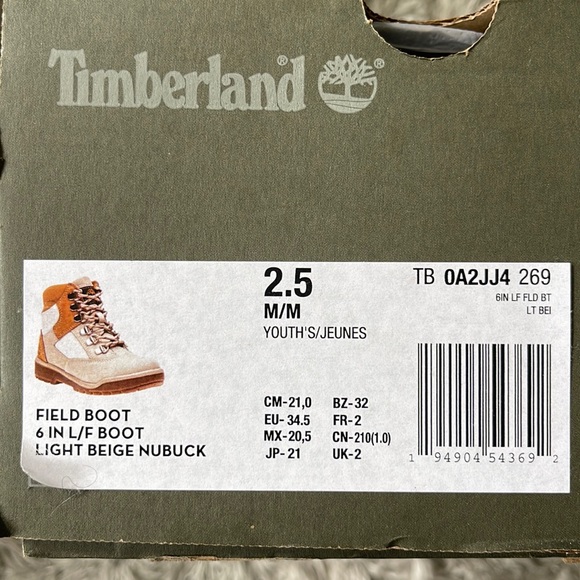 Light beige 6in. Nubuck Field Timberland Boots - Picture 2 of 6